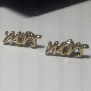 Kate Spade gold-plated “MRS” Earrings